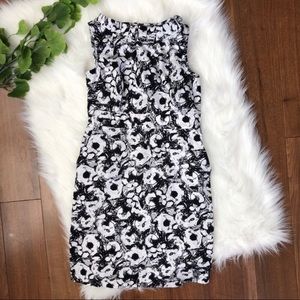 Loft Petites Black & White Print Sleeveless Dress
